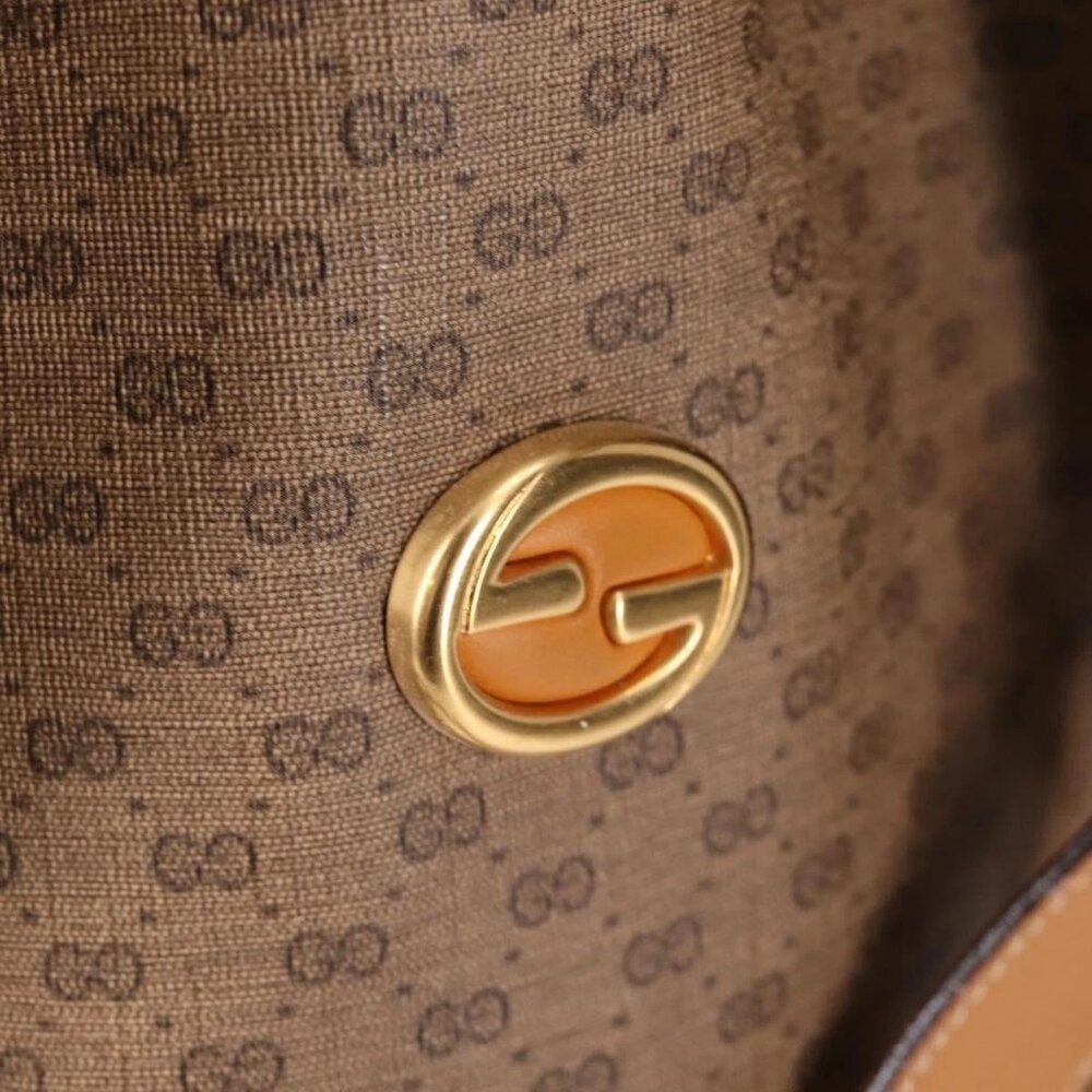 GUCCI Micro GG Supreme Shoulder Bag PVC Beige Gold Auth - Picture 9 of 16